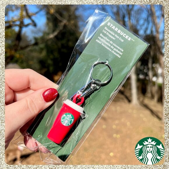 🎄❤️ NWT Starbucks Red Cup Hot Cup Lid Stopper Keychain - Picture 1 of 3